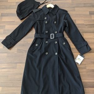 New London Fog Black Trench with Hood Tall
